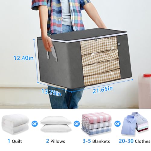 3 Pack Grey 60L Foldable Storage Bags with Zipper Z383994