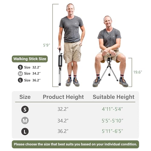 Portable Walking Stick Cane with Seat Foldable Chair Lightweight Aluminum V625571
