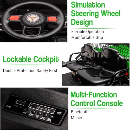 Green 2 Seater 4WD Ride On Car with EVA Tires, Remote Control, Dump Bed C73727