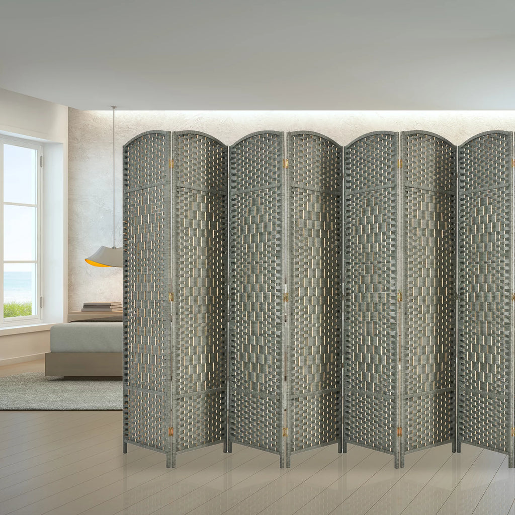 5.7ft Grey Wood Room Divider 8 Panels J874357