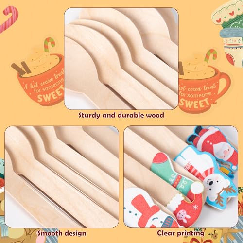 100 Set Christmas Disposable Wooden Spoons W736978