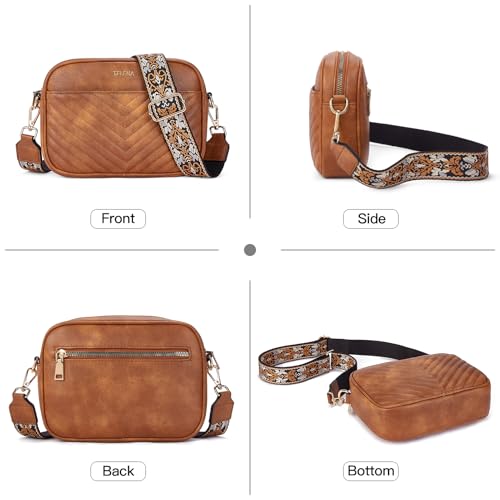 Quilted Crossbody Bag with Wide Strap H425230