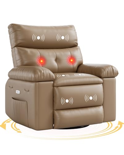Electric Swivel Massage Chair with Vibration and Heating, PU Leather Single Sofa Z499877