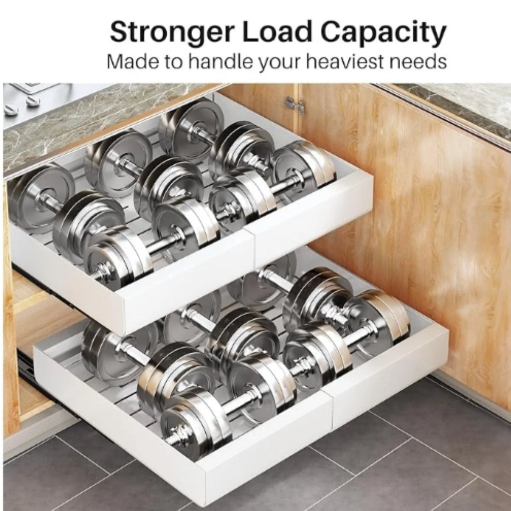 Expandable Heavy Duty Slide out Drawers Cabinet Organizer (White) E666108