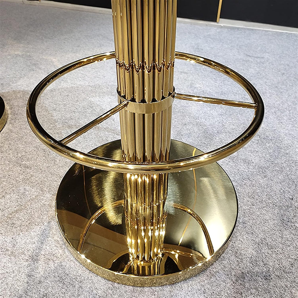 Champagne Gold Blue Stainless Steel Microfiber Leather 360-degree Rotating Bar Stools with Backrest 45X68X95CM H618