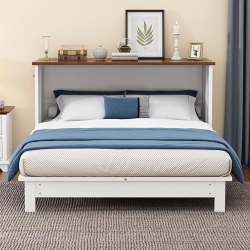 White Walnut Queen Solid Wood Murphy Bed Chest G648