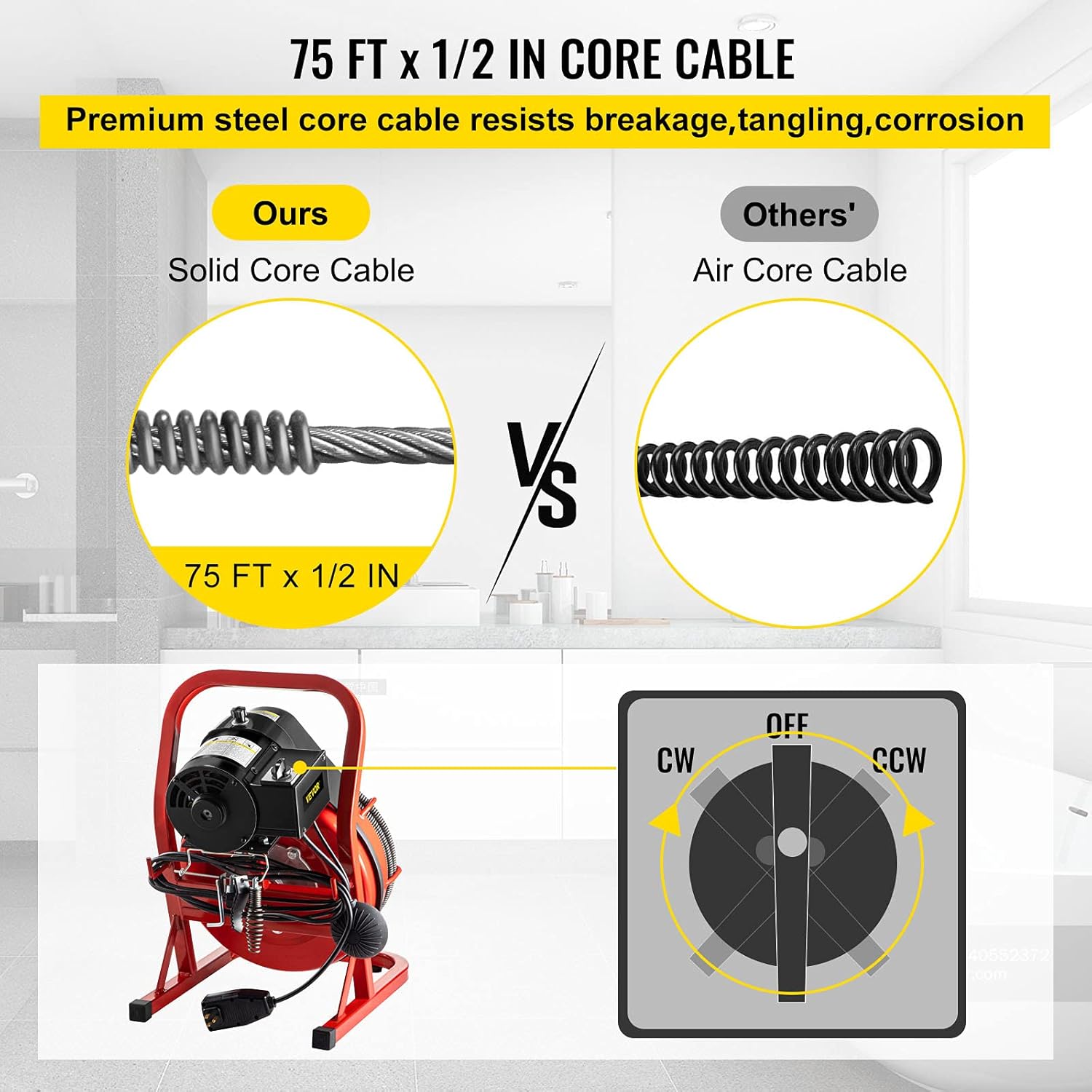 75Ft x 1/2Inch 370W Drain Cleaning Machine I540