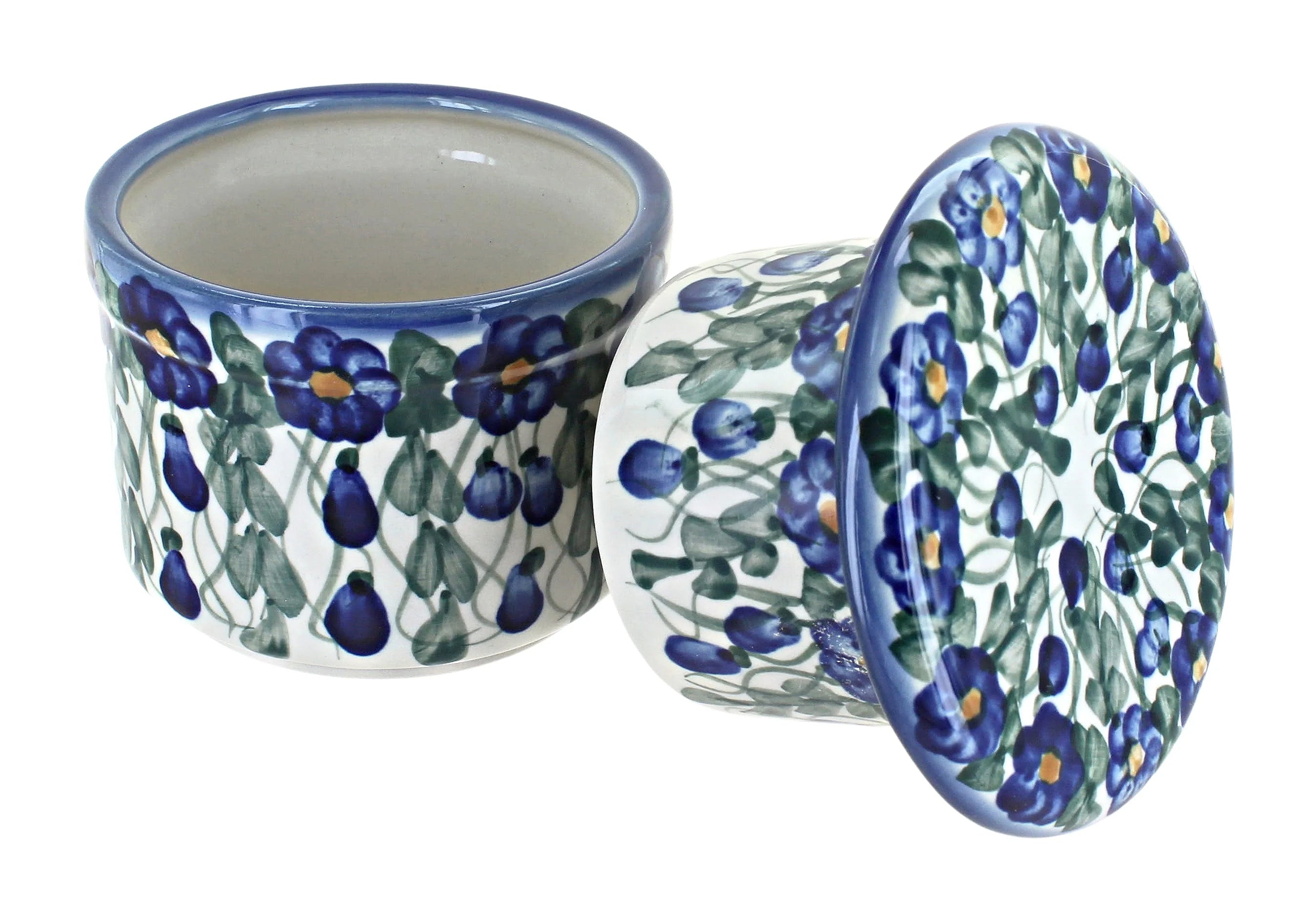 Blue Rose Polish Pottery French Butter Dish G429995