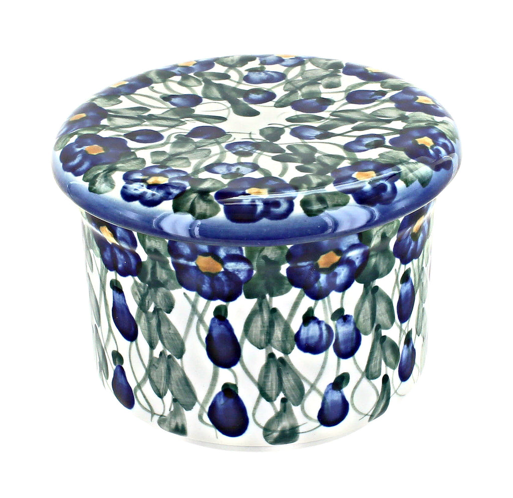 Blue Rose Polish Pottery French Butter Dish G429995