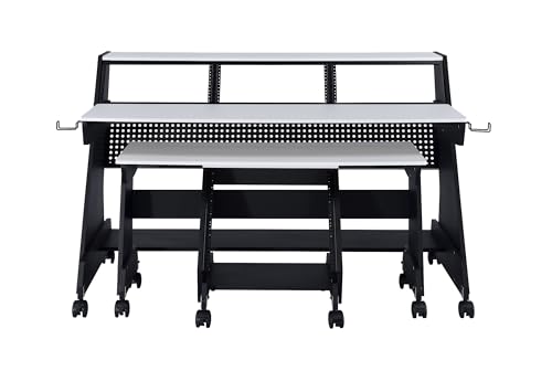 Black 88 Keys Music Studio Desk Workstation with Rack Cabinet U4126