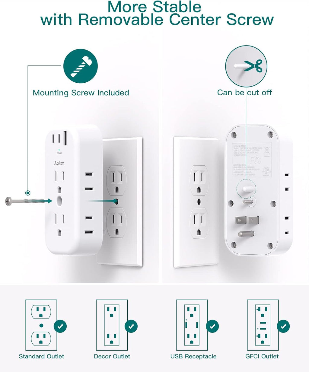 6 Outlet Splitter with 3 USB Wall Charger X338