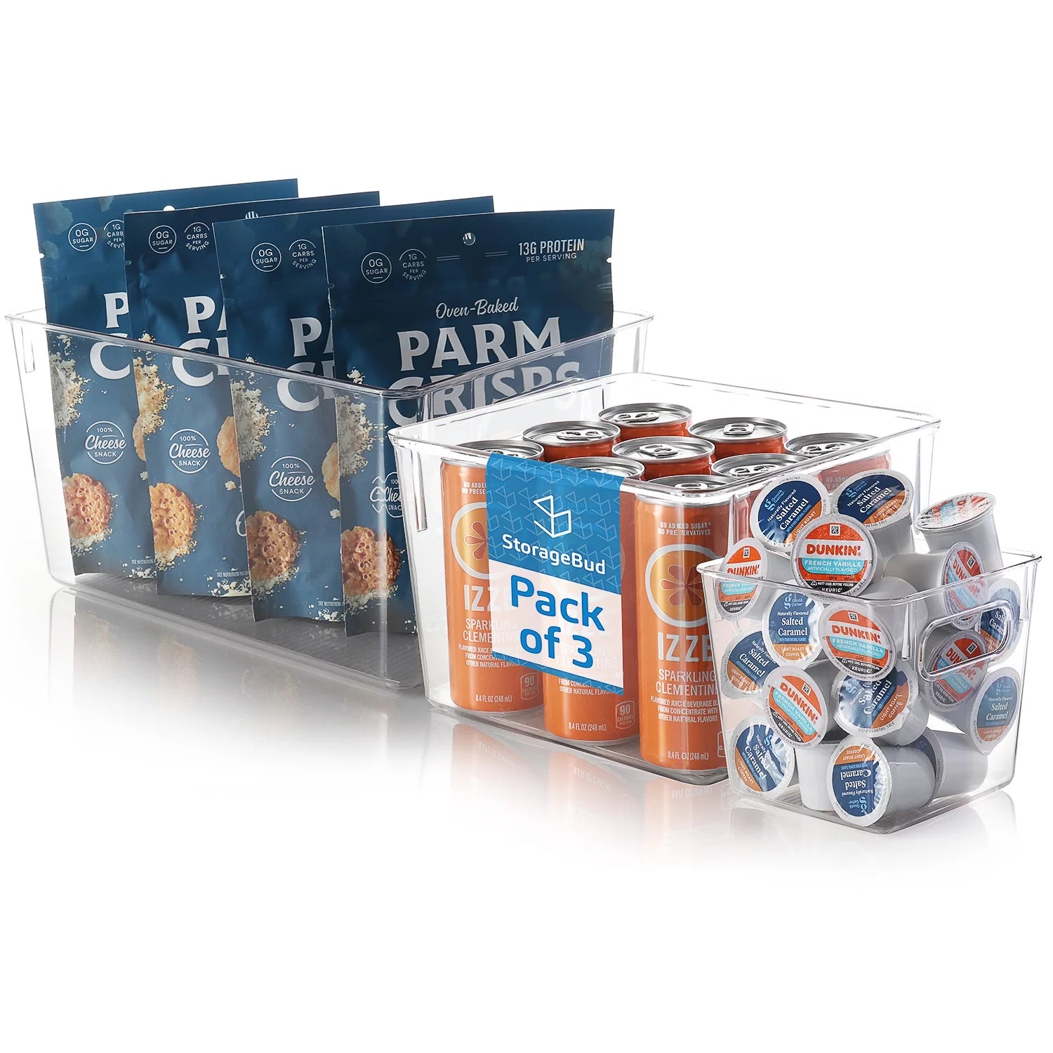 3 Pack Clear Plastic Food Storage Bins with Handles O4857
