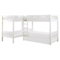 White Wood Corner Bunk Bed with Twin Trundle B68831