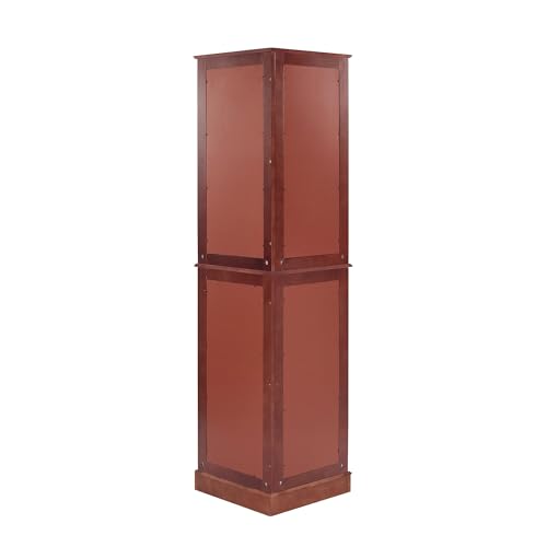 72" Tall Corner Cabinet with LED Light, Glass Doors, Adjustable Shelves, Mirrored Back Panel, Curved Wood P303839