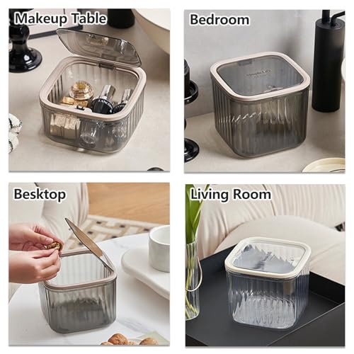 Mini Trash Can with Lid Transparent 0.35 Gallons Small Waste Basket Y913