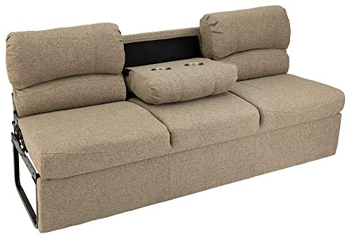 62" RV Jackknife Sleeper Sofa with Drop-Down Console Cloth Fabric E8229