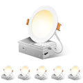 6 Pack 6 Inch Ultra-Thin LED Recessed Ceiling Light with Junction Box, Selectable 2700K/3000K/3500K/4000K/5000K, Dimmable B2703