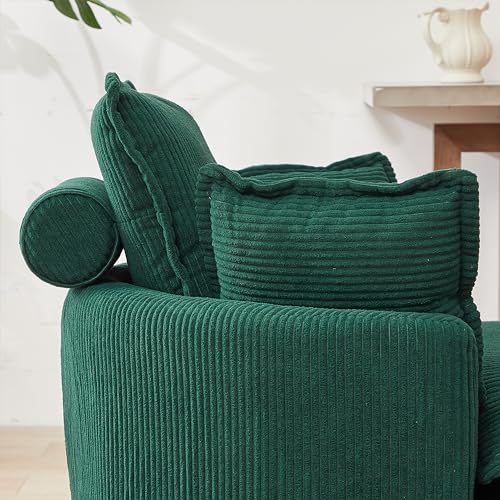 Oversized Corduroy Accent Barrel Chair with Storage Ottoman R758