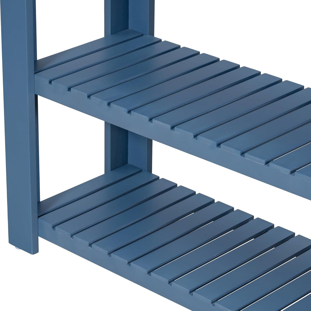 Navy Blue Acacia Wood Console Table with 4 Drawers and 2 Shelves E9300