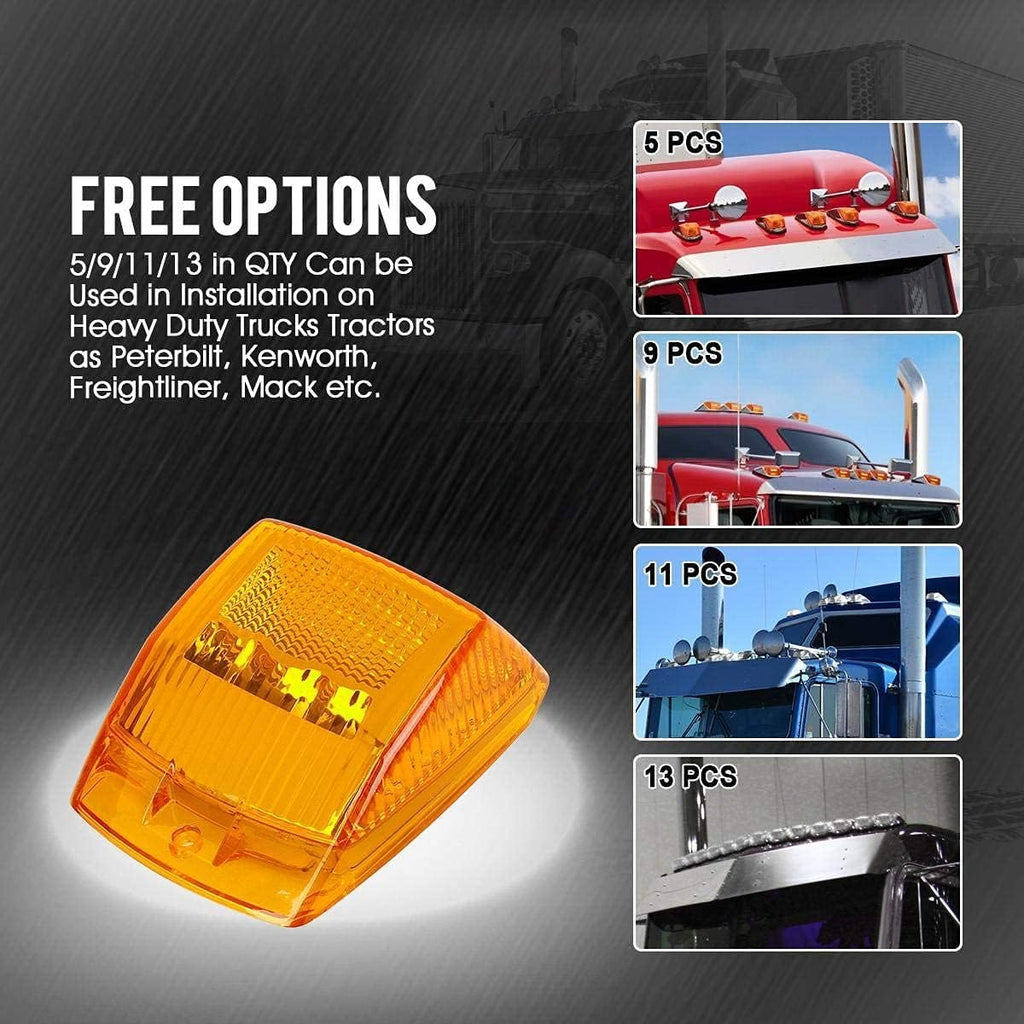 10Pcs Amber LED Side Marker Lights Chrome Surface Mount with Bullet Plugs I383