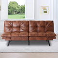 Brown PU Leather Memory Foam Folding Sofa Bed U27078