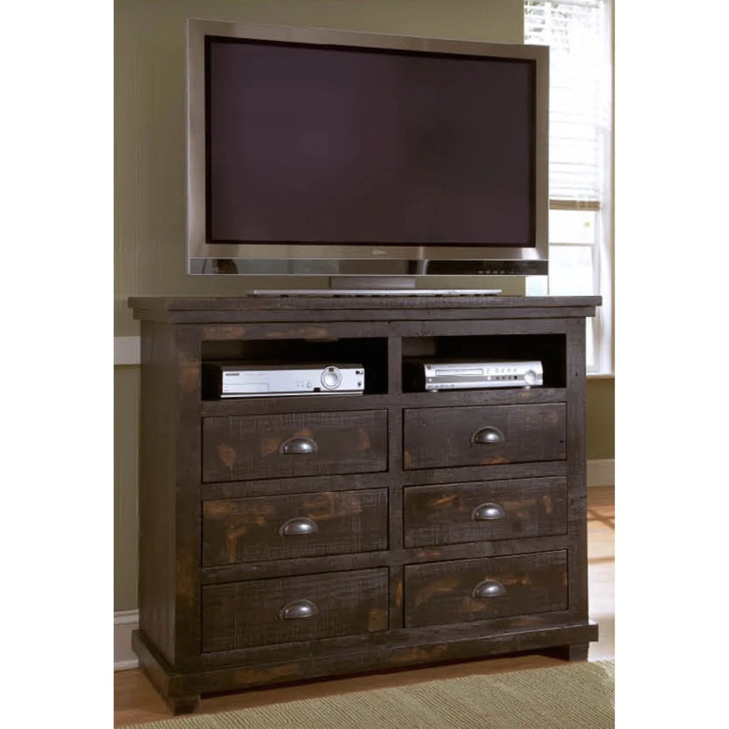 6 Drawer Media Chest in Distressed Pine Y288
