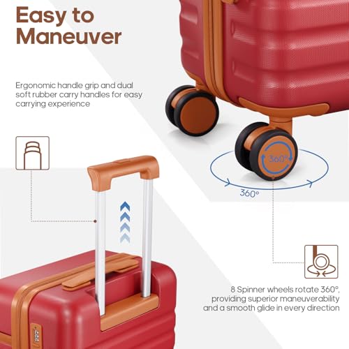 3 Piece PC Hardside Carry On Luggage Set with Spinner Wheels and TSA Lock J135444