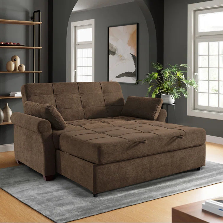 Queen Rolled Arm Tufted Back Convertible Sleeper Sofa I806741