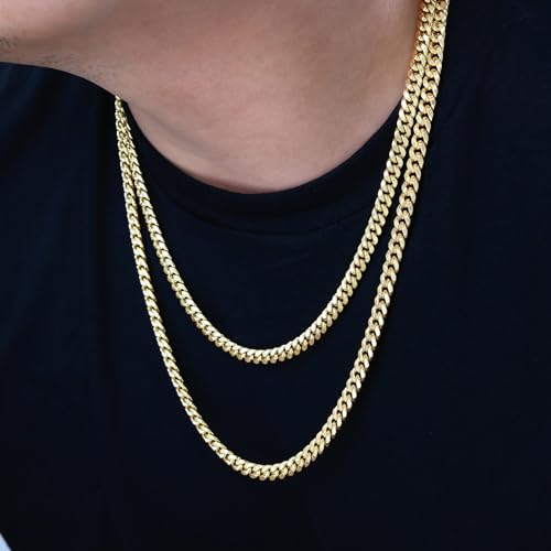 14k Yellow Gold Miami Cuban Link Chain Pendant Necklace K5319