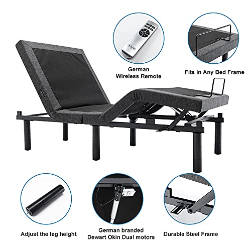 Adjustable Bed Frame Twin XL with Dual Motors and Wireless Remote Control O421