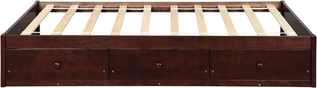 Cherry Wood Platform Bed Frame With 3 Drawers A9963