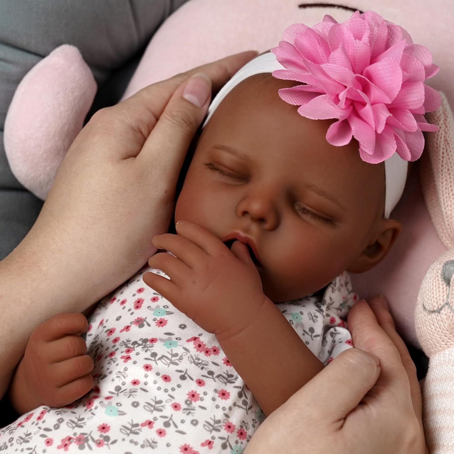 17-Inch Black Reborn Baby Dolls with Feeding Kit D168