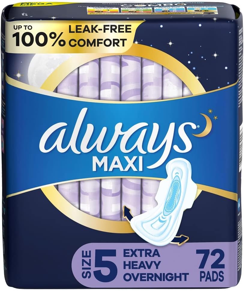 72 Count Unscented Overnight Pads with Wings X3798