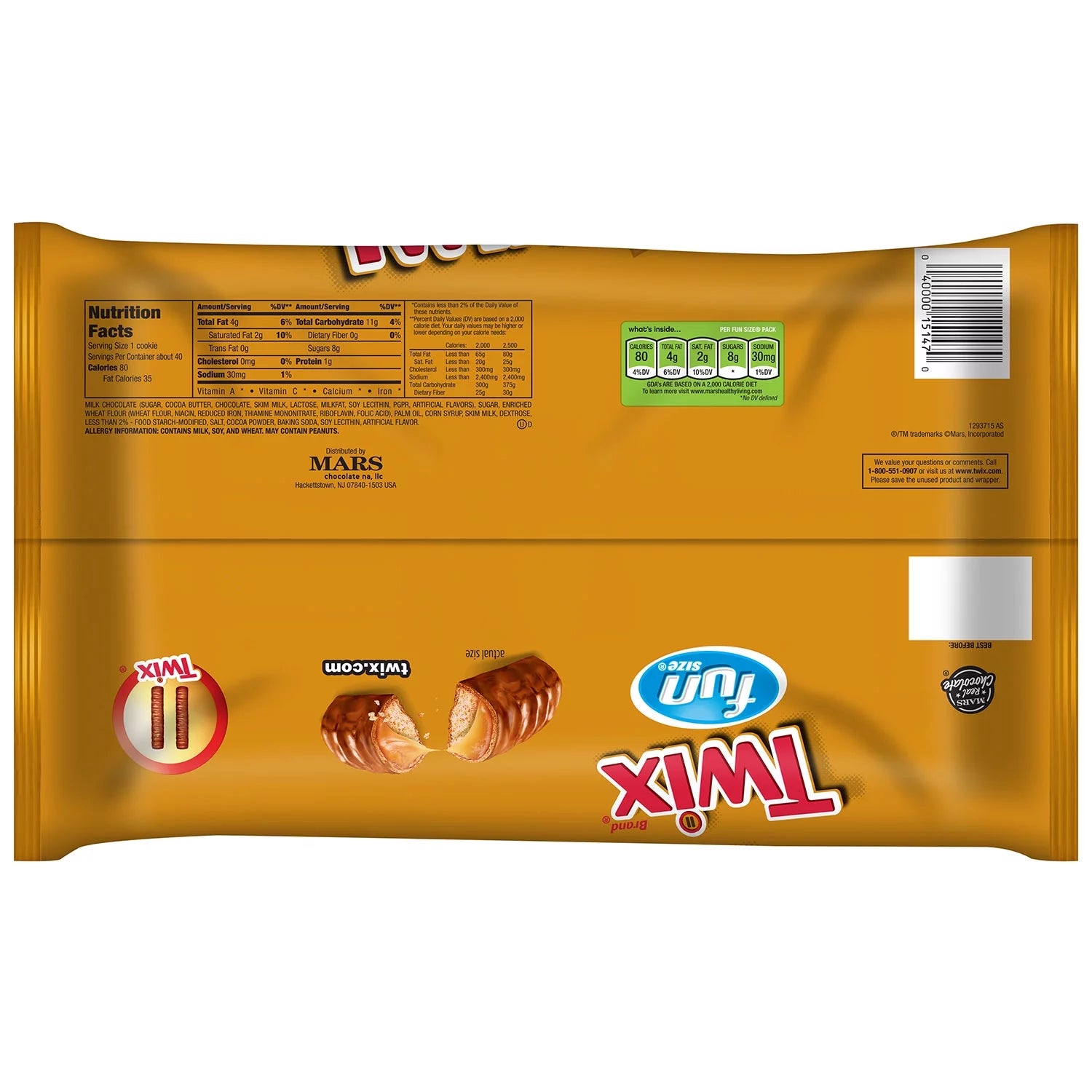 22.34 Oz Chocolate Cookie & Caramel Candy Bars G20829