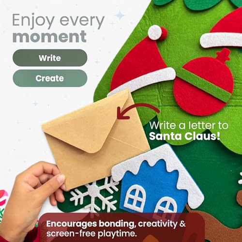 4-in-1 Felt Christmas Tree Wall Set with 32 Velcro Ornaments L241350