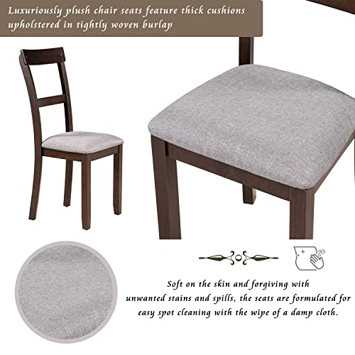 5-Piece Espresso Dining Table Set with Upholstered Chairs Z555