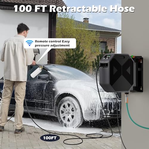 5000 PSI 3.4 GPM Electric Power Washer with 100FT Retractable Hose K365
