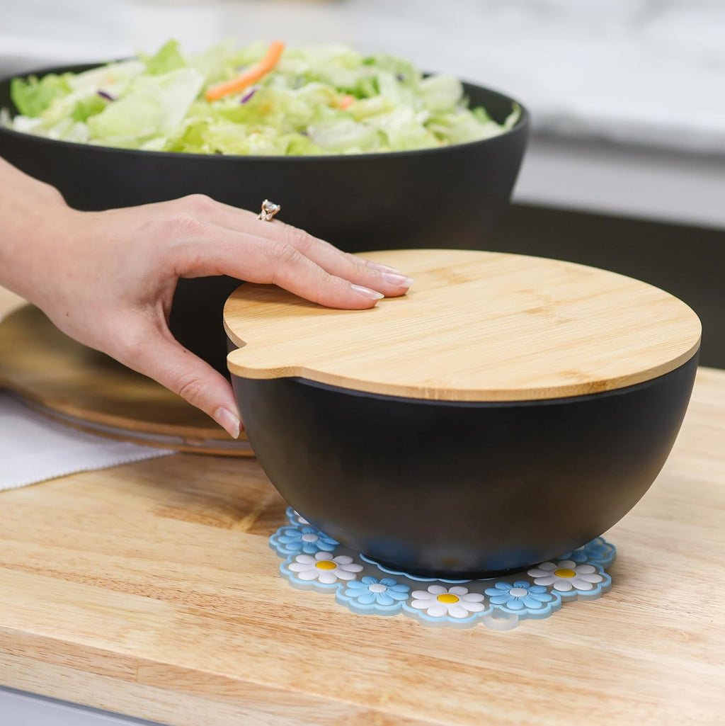 3 Piece Bamboo Fiber Nesting Mixing Bowl Set with Lids M3013