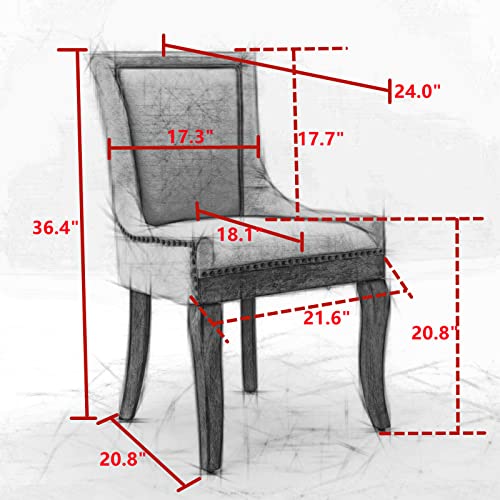 Wine Red Solid Wood Upholstered Dining Chairs Set of 4 U30594