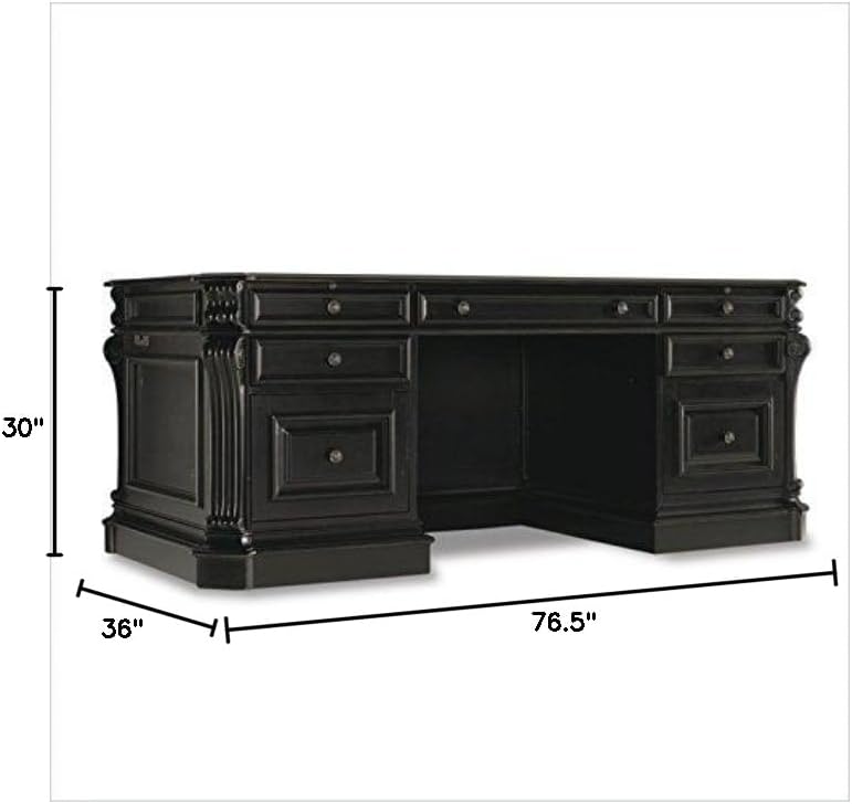 Black Leather Top Wood Desk H105082