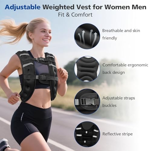 Weighted Vest with Reflective Stripe, Size Adjustable S13307