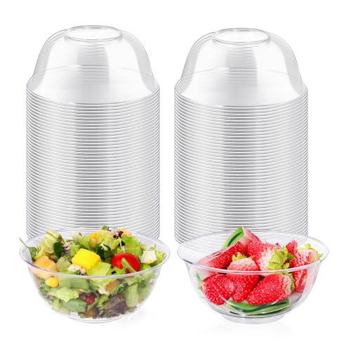 12 oz Clear Plastic Bowls 100 Pack Disposable Hard Small Bowls E943