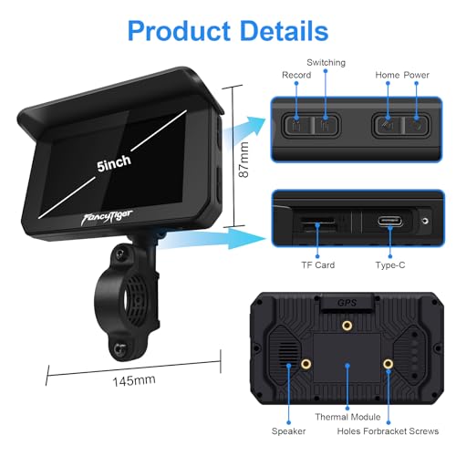 5" Waterproof Touch Screen Motorcycle Carplay Android Auto C996