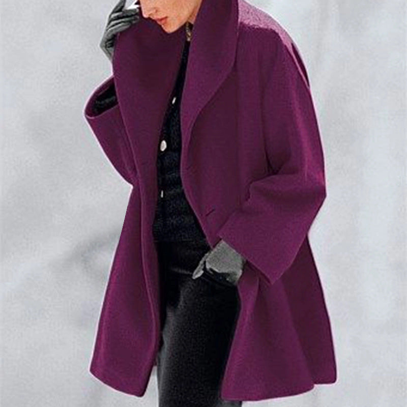 Women’s Multi-Color Round Neck Loose Woolen Sweater Coat