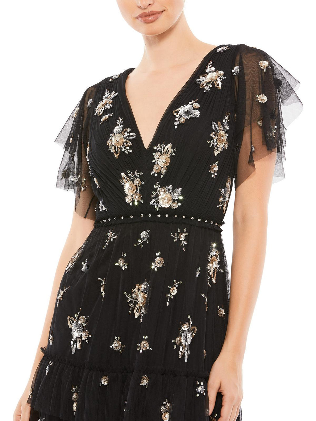 Sequined Long Evening Dress J7947