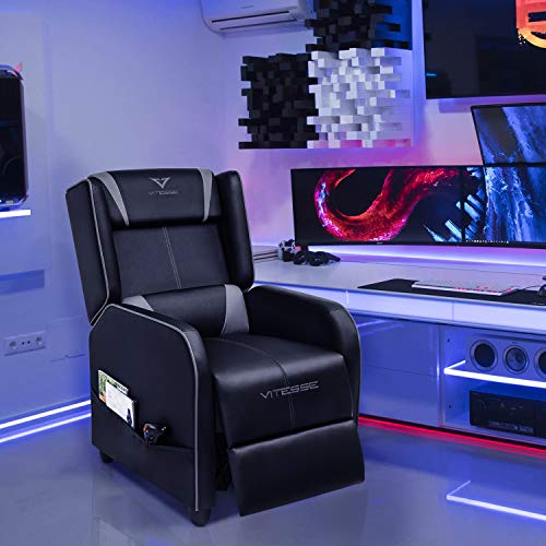 Grey PU Leather Gaming Recliner Chair P523824