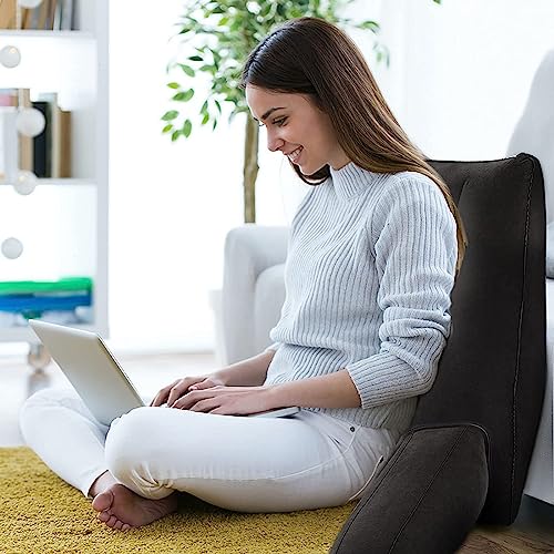 Grey Inflatable Reading Backrest Pillow with Arm Support Q158863