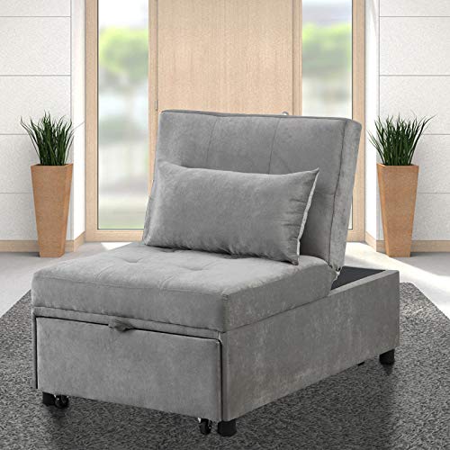4 in 1 Faux Leather Convertible Sofa Bed with Pillow Y8255