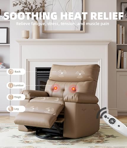 Electric Swivel Massage Chair with Vibration and Heating, PU Leather Single Sofa Z499877