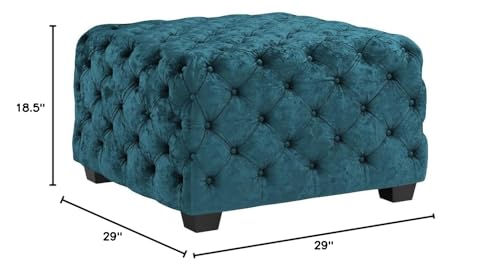 Dark Teal Velvet Ottoman F3299
